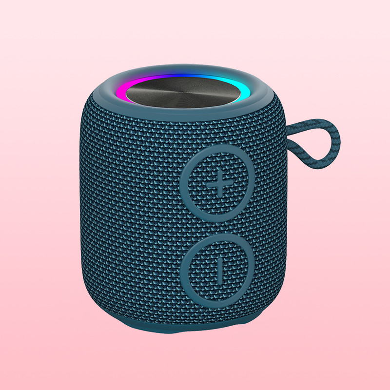 Altavoz de ducha inalámbrico impermeable con batería de 1200 mAh en azul con radiador de bajo